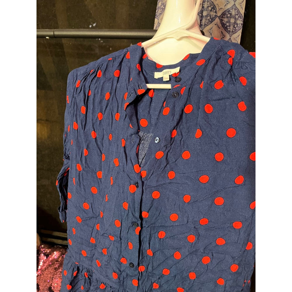 Women's Jake's Navy Red Polka Dot Dress Size 6